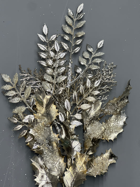 Champagne Christmas Leaf Pick