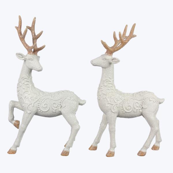 White Glitter Standing Deer