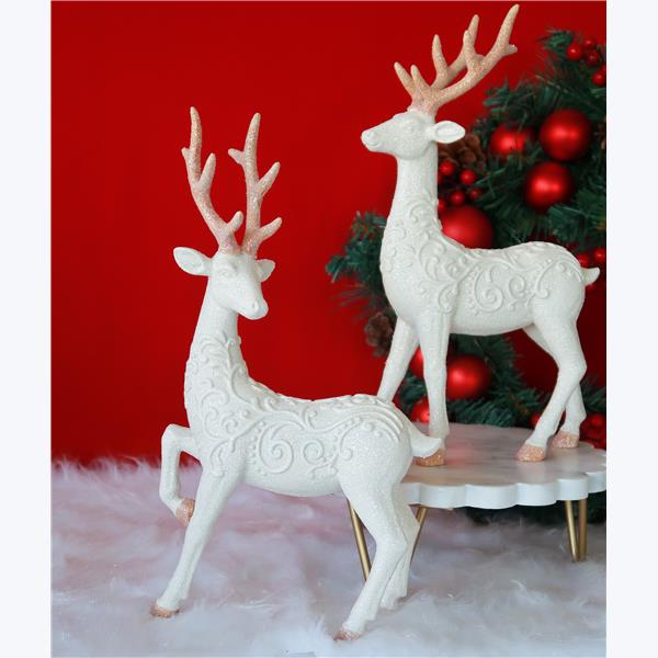 White Glitter Standing Deer