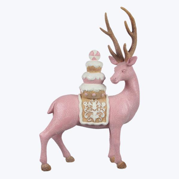 Pink Glitter Resin Reindeer