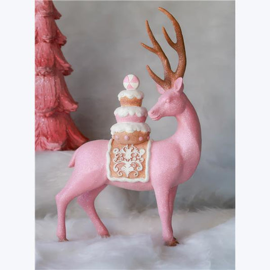 Pink Glitter Resin Reindeer