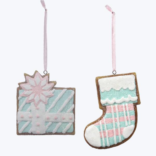 Pastel Glitter Gingerbread Ornaments