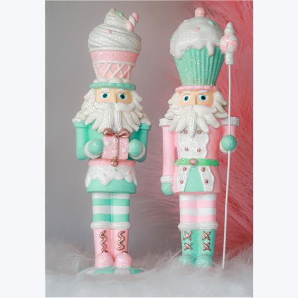 Pastel Glitter Resin Nutcracker Figurines