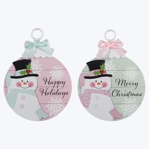 Round Wooden Winter Wall/Door Hanger Decor
