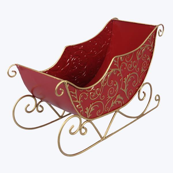 Red Metal Tabletop Sled Christmas Decor