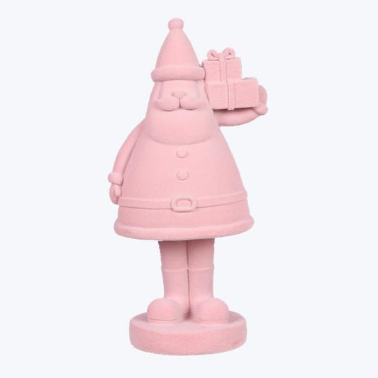 Pink Velvet Santa Figurine