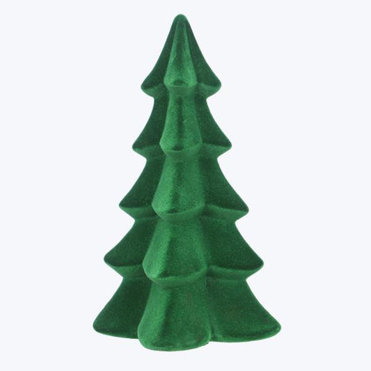 Green Ceramic Velvet Flocked Tabletop Christmas Tree