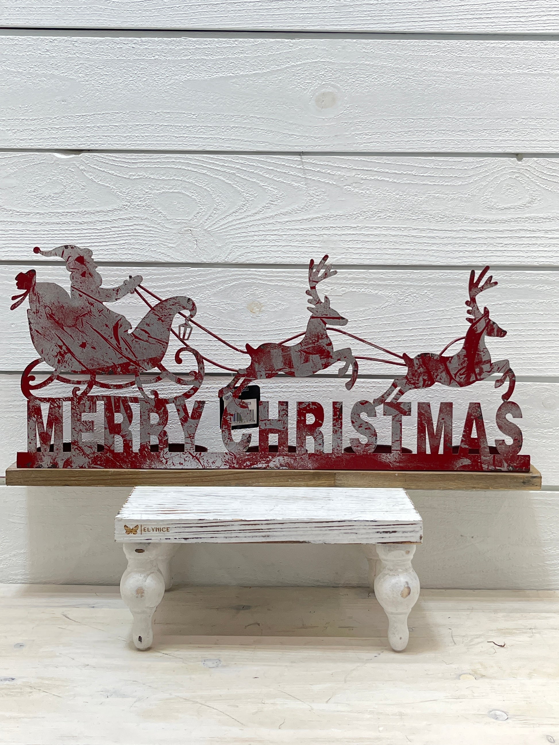 Red Merry Christmas Tin Sign