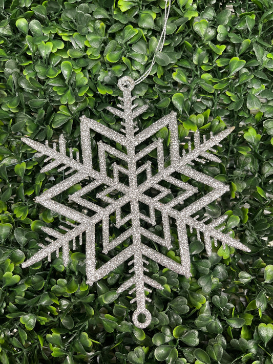 Large Silver Glitter Snowflake Ornament