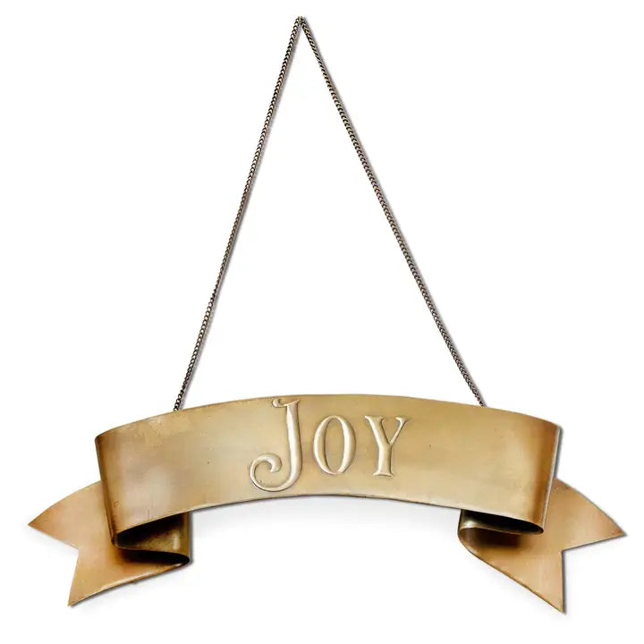 Joy Hanging Door Sign Antique Brass Iron