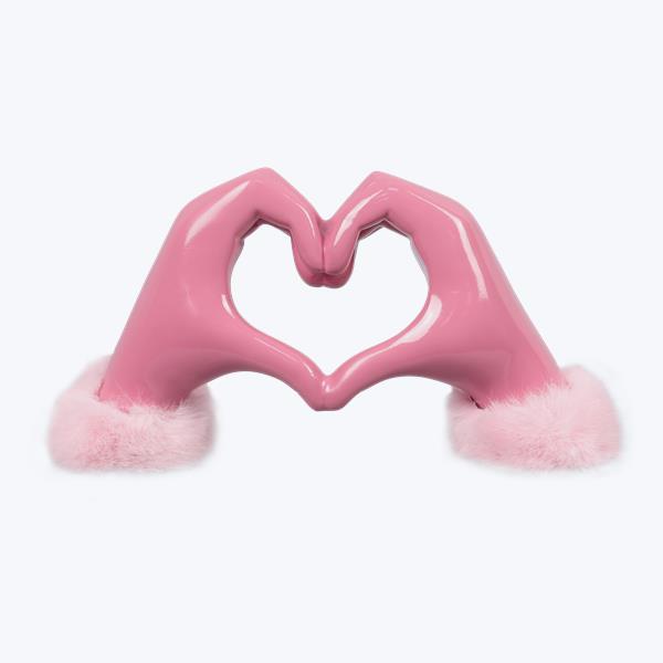 Resin Pink Heart Gesture Hands