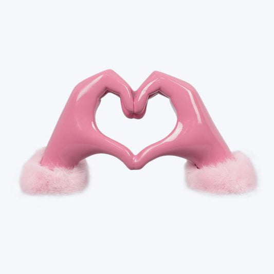 Resin Pink Heart Gesture Hands