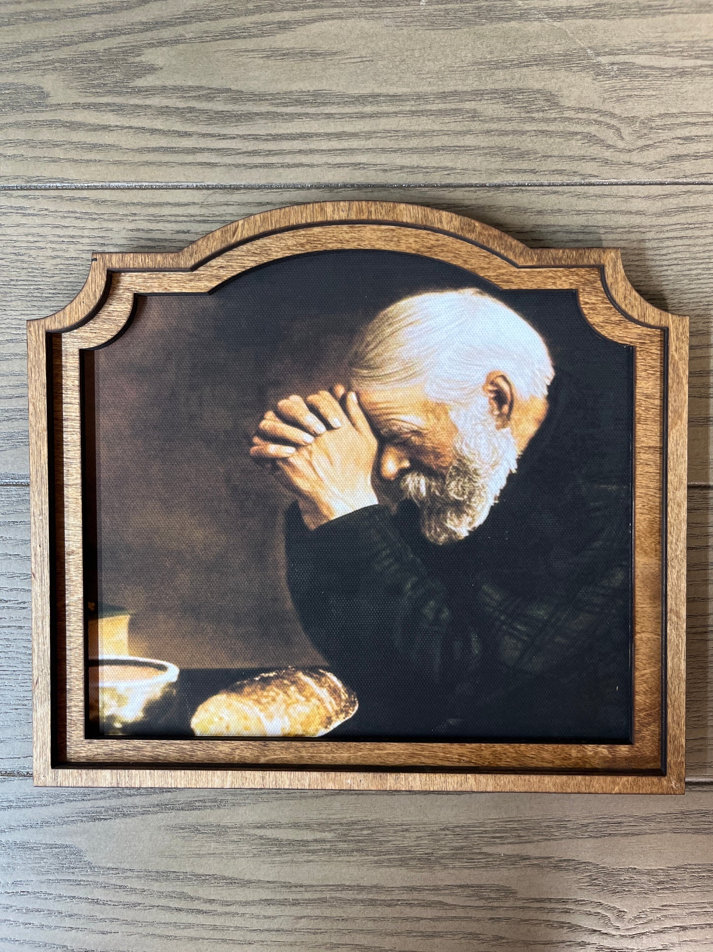 Man Praying Double Wood Framed Canvas Art