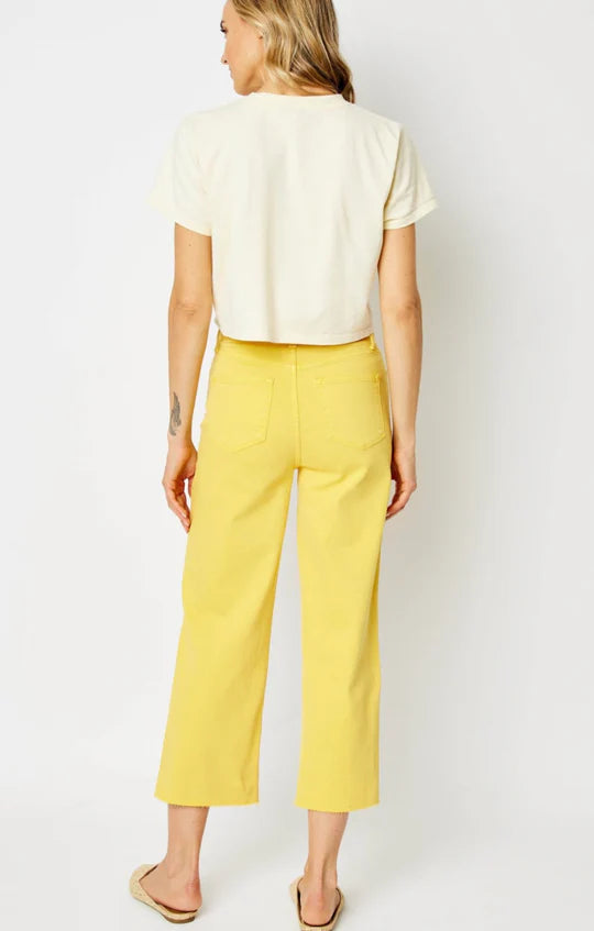 Judy Blue Yellow Braided Waist Cropped Denim