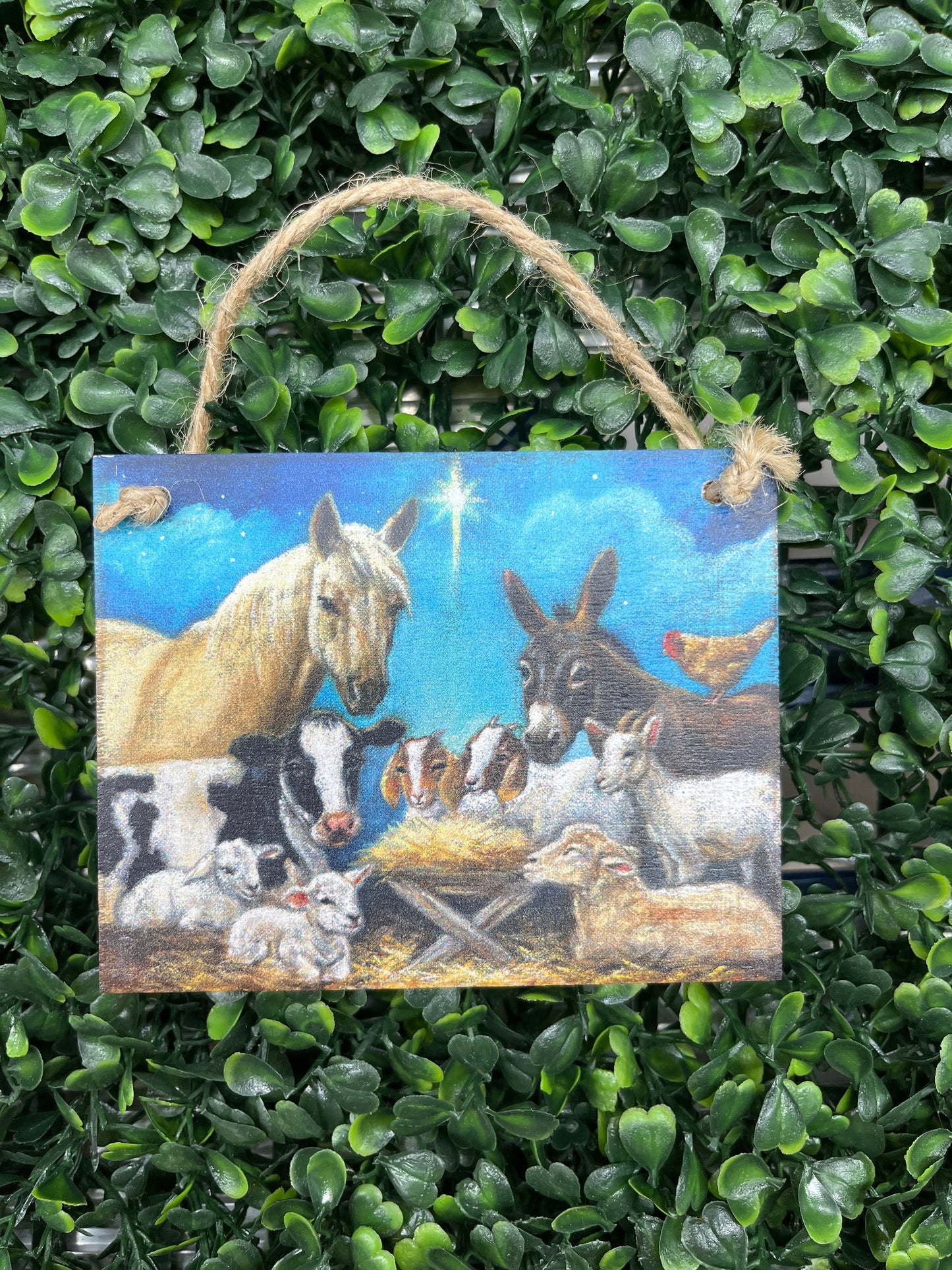 Wood Animal Nativity Ornament