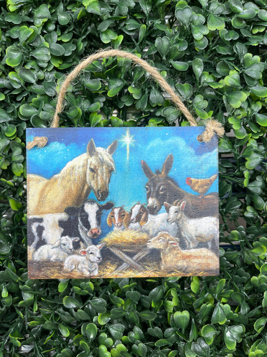 Wood Animal Nativity Ornament