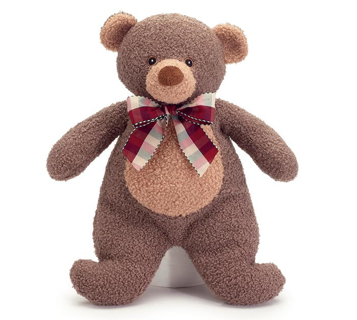 14 1/2" Plush Soft Cuddle Bear With Plaid Bow