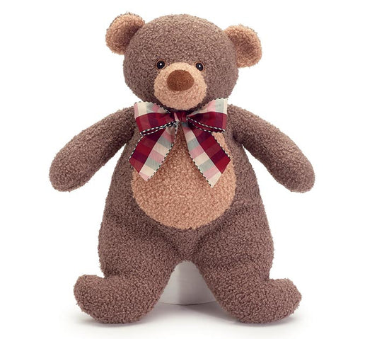 14 1/2" Plush Soft Cuddle Bear With Plaid Bow