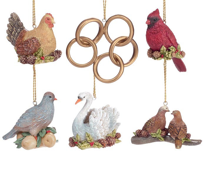 12 Days Of Christmas Resin Ornaments
