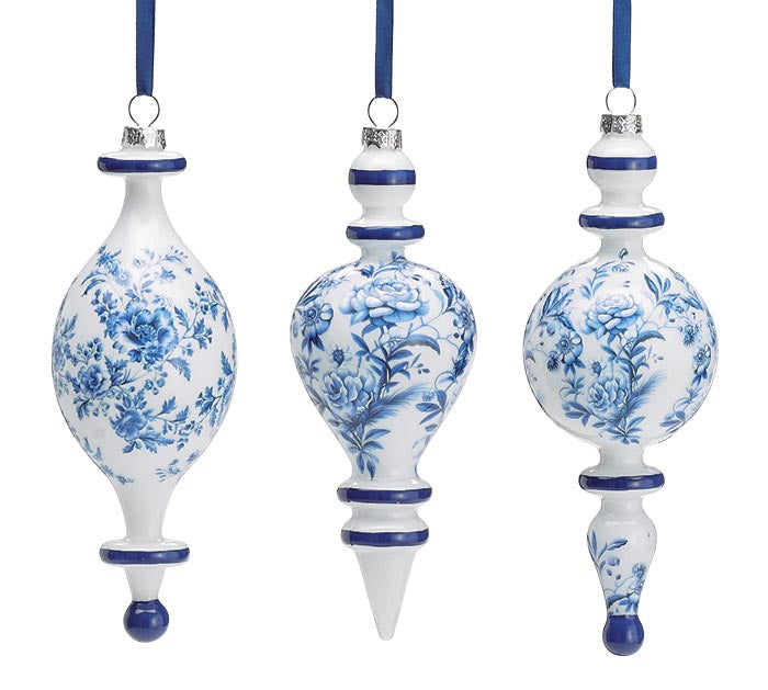 Assorted White With Blue Floral Ornament