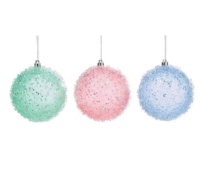 Round Beaded Glitter Plastic Ornament