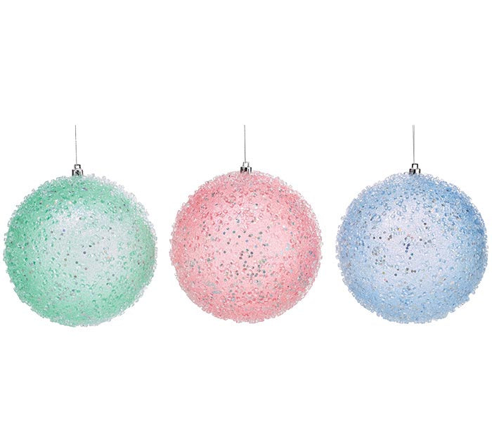 Round Beaded Ornament With Glitter