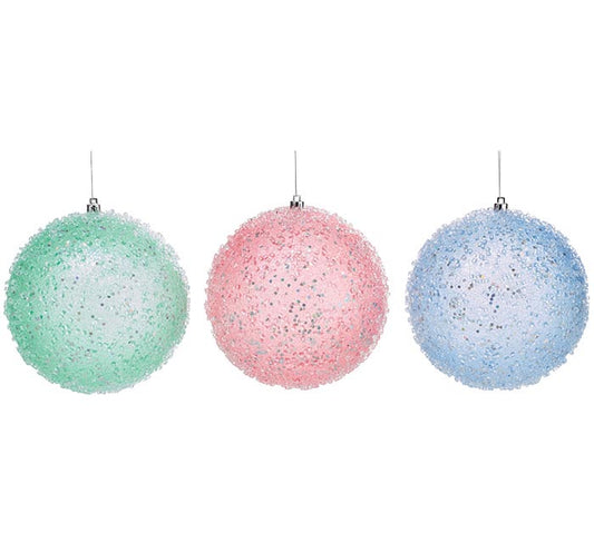 Round Beaded Ornament With Glitter