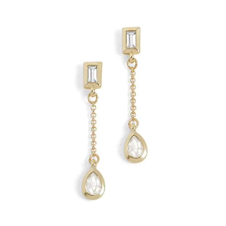 Baguette Stone Chain Drop Earrings