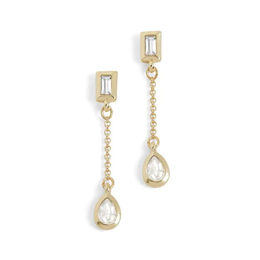 Baguette Stone Chain Drop Earrings