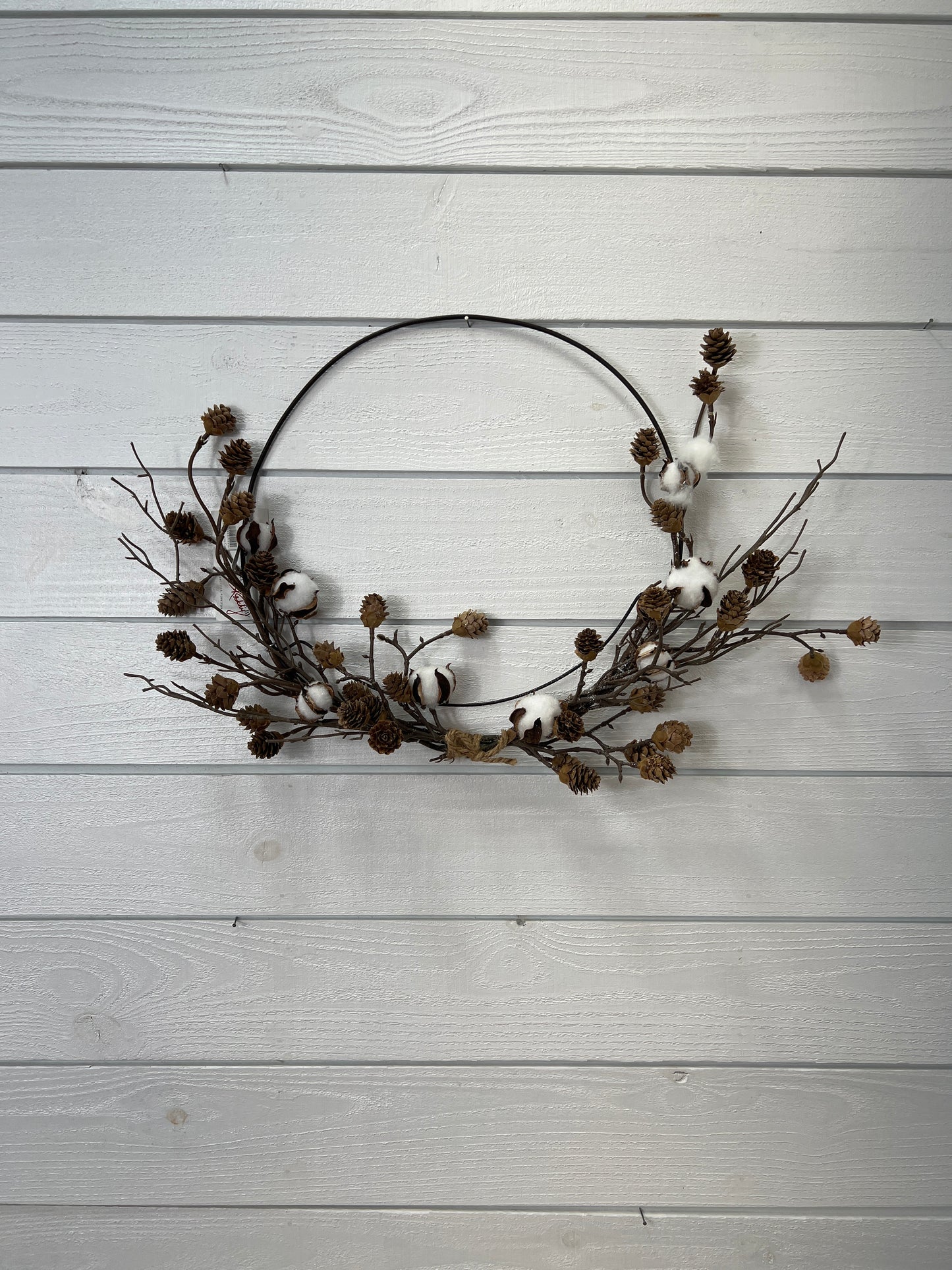 Pinecone & Cotton Ring Wreath