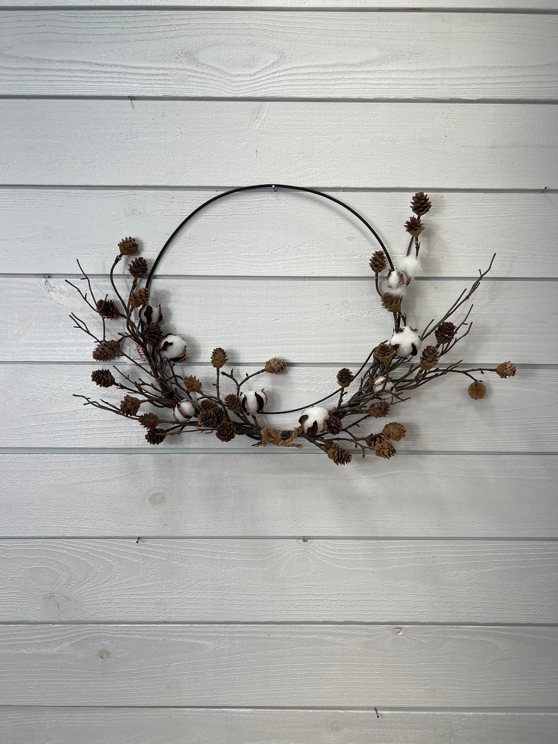 Pinecone & Cotton Ring Wreath