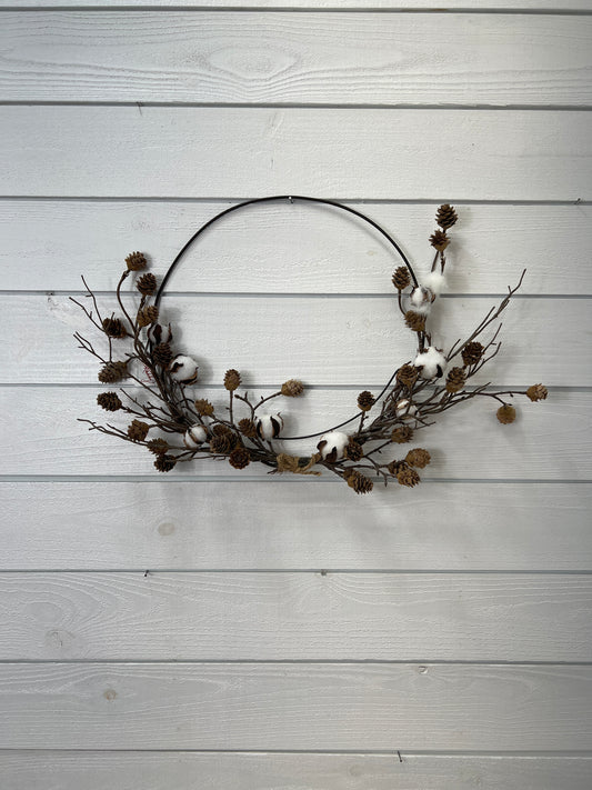 Pinecone & Cotton Ring Wreath