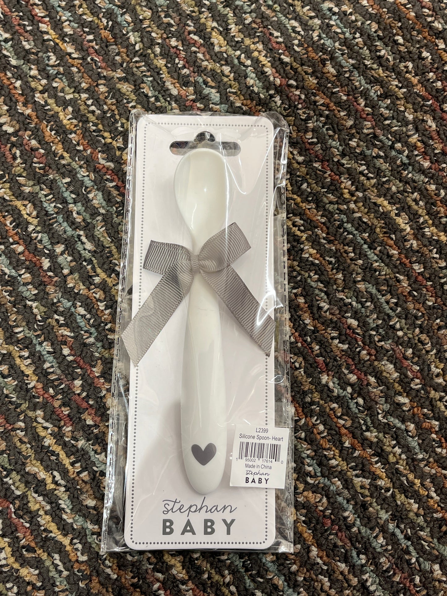 White Heart Silicone Baby Spoon