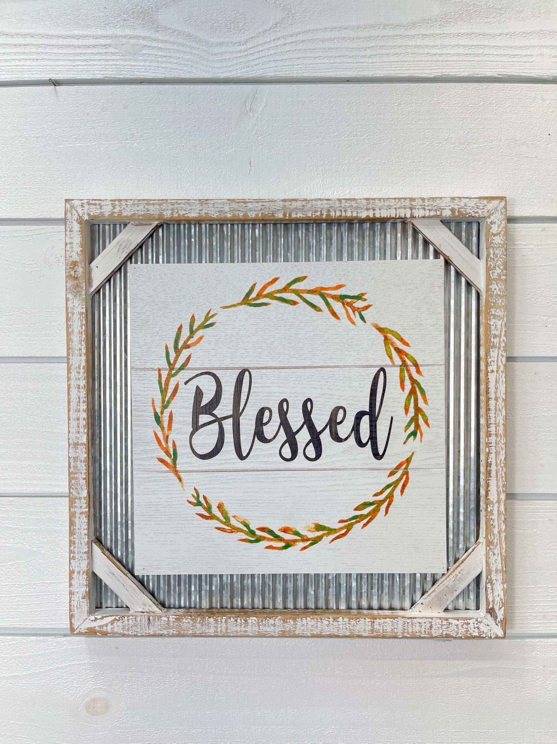 Wood Framed Galvanized Metal Fall Sign