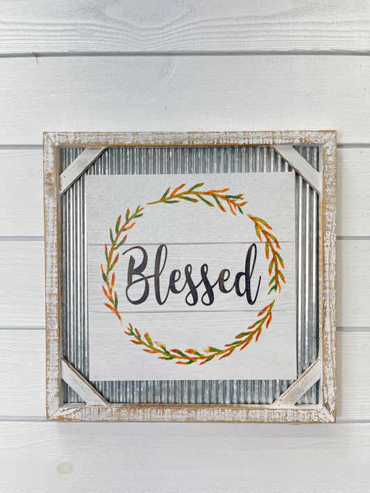 Wood Framed Galvanized Metal Fall Sign