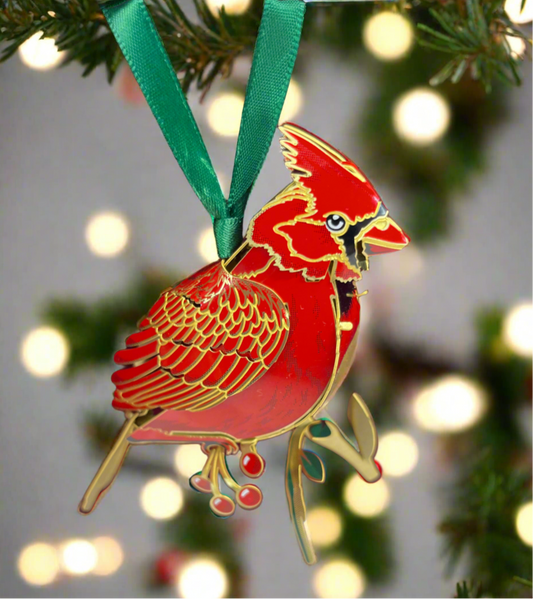3D Cardinal Metal Etched Ornamnet