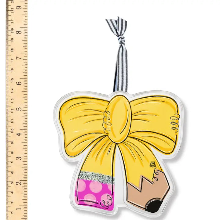 Pencil Bow Acrylic Ornament