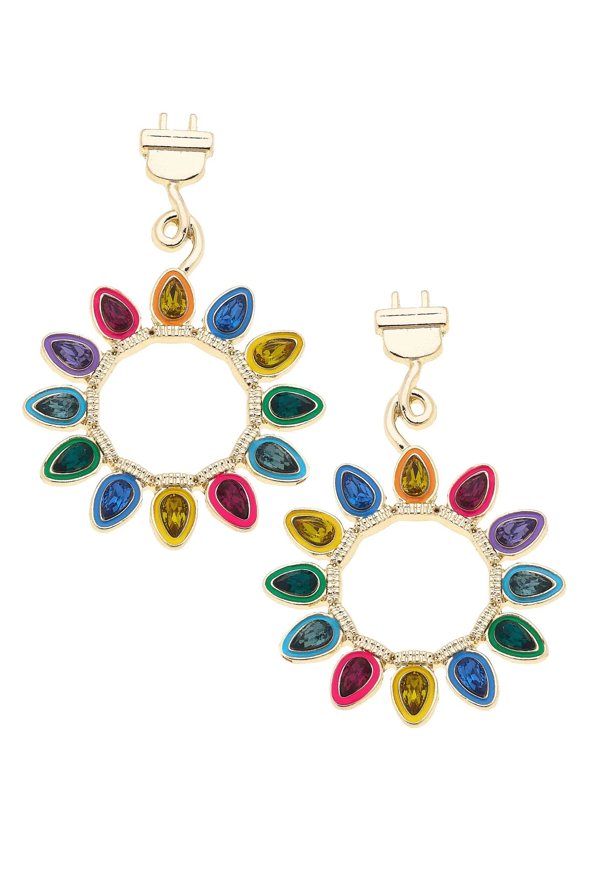 All Lit Up Christmas Light Earrings in Shiny Gold