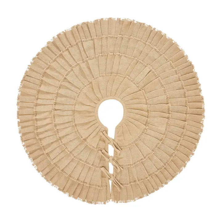 Yuletide Burlap Tan Ruffled Tree Skirt