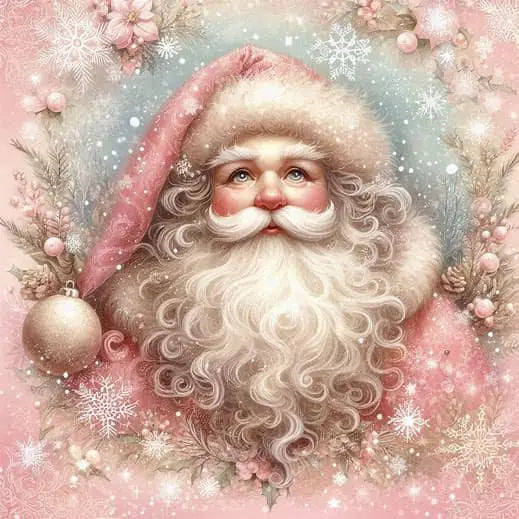 Victorian Pink Santa Claus Framed Canvas Artwork