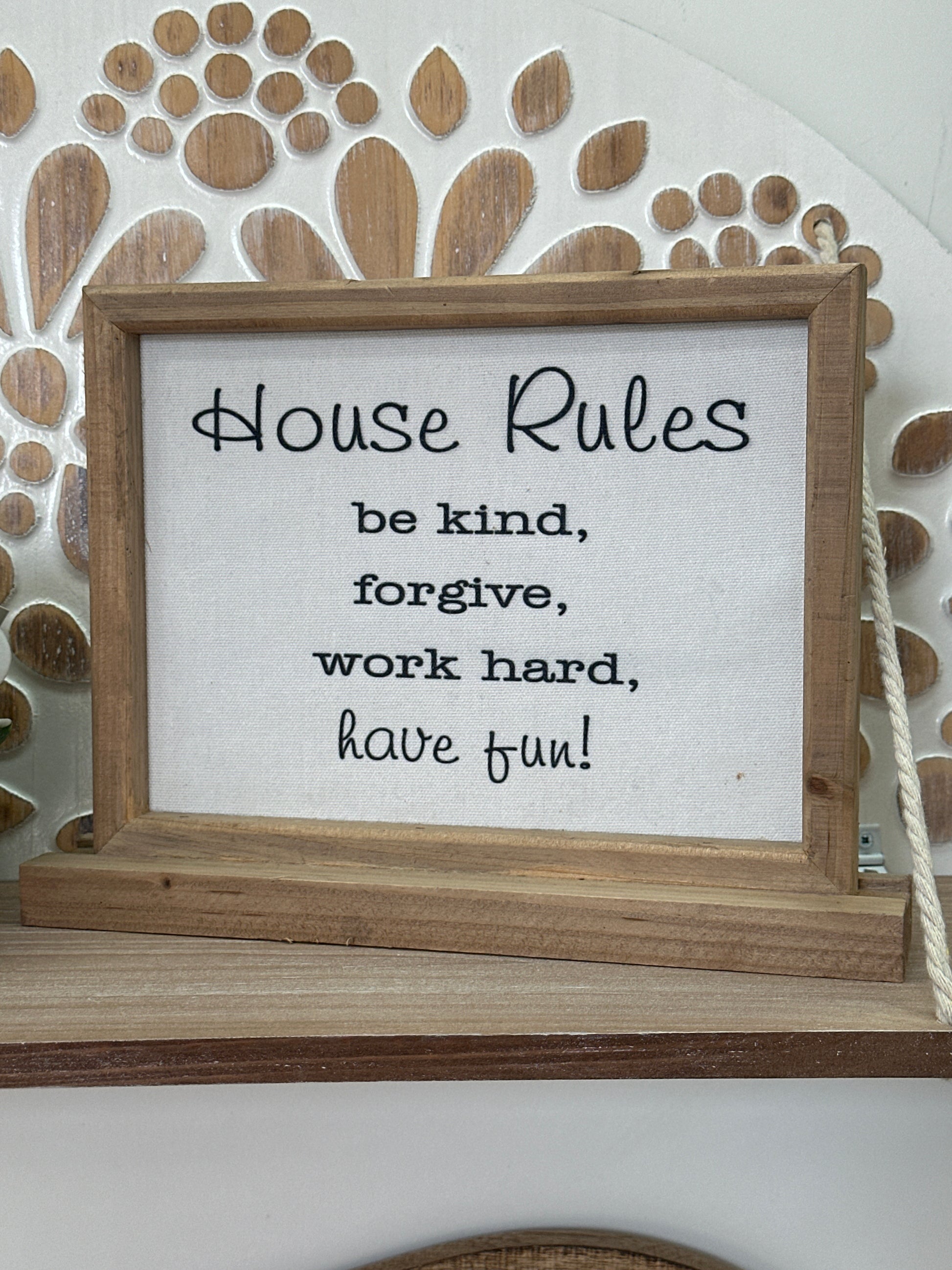 Canvas Wood Framed Table Top Decor