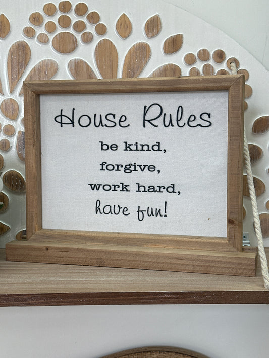 Canvas Wood Framed Table Top Decor