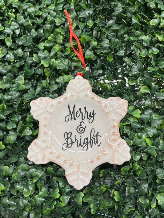 Antique White Ceramic Snowflake Ornament