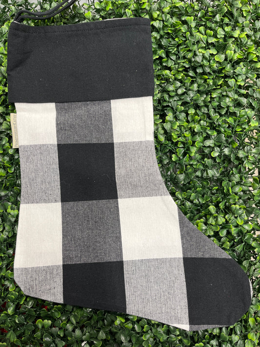 Black White Large Check Buffalo Plaid Stocking