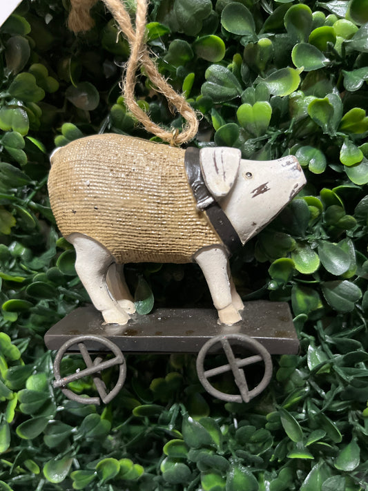 Farm Animal On Wheels Ornament