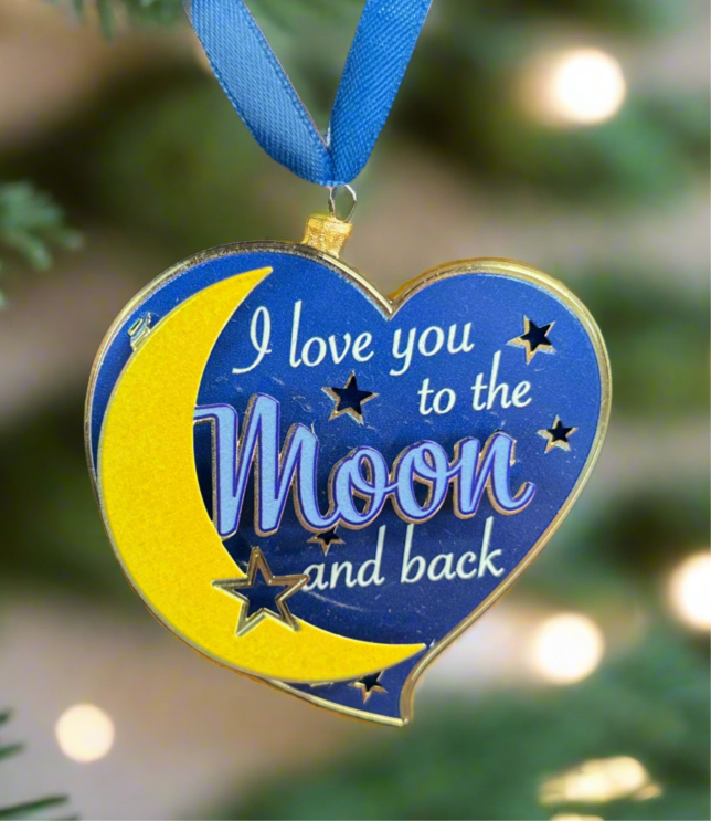 Moon And Back Metal Etched Ornament