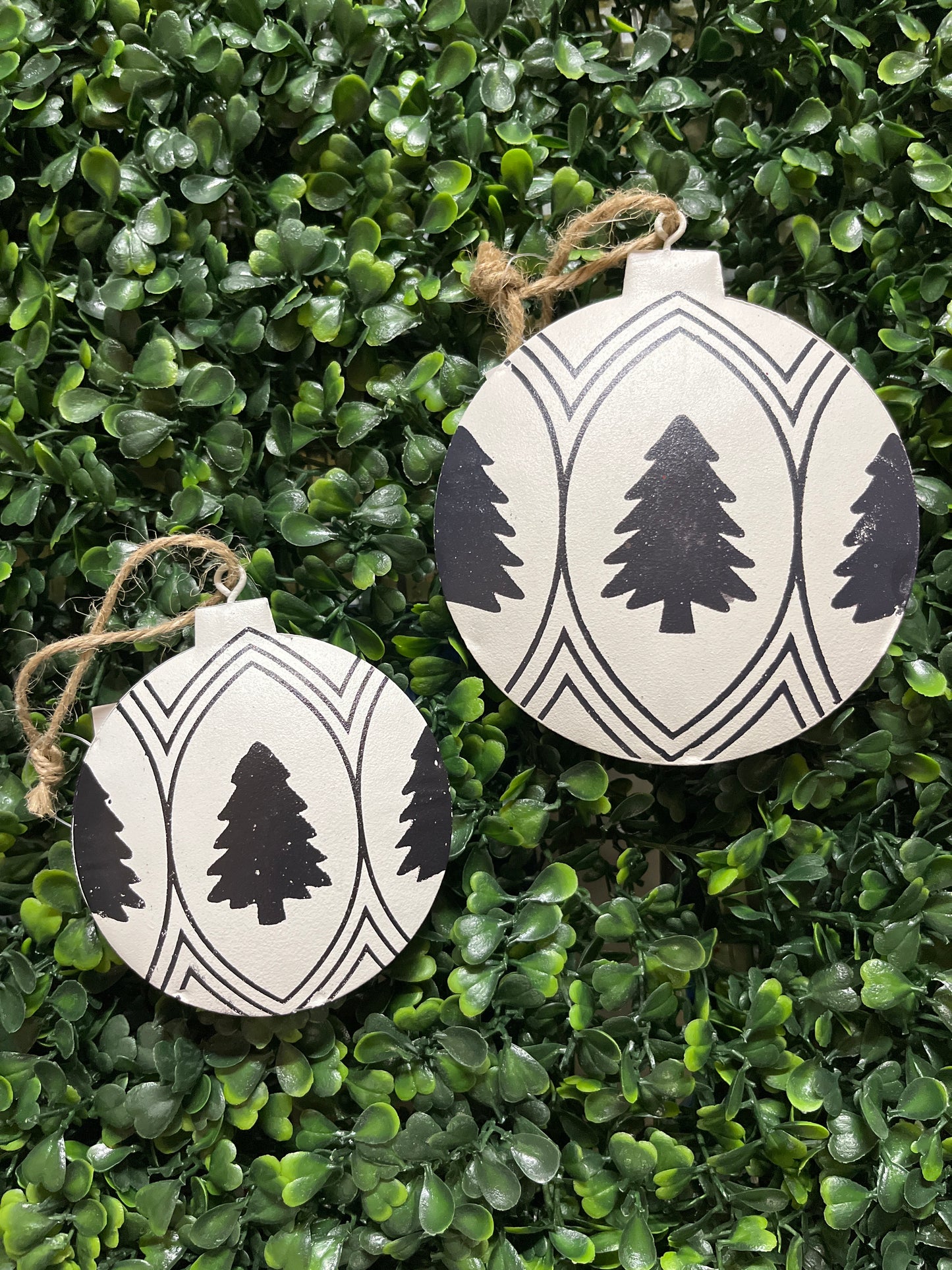Black Tree White Metal Ornament