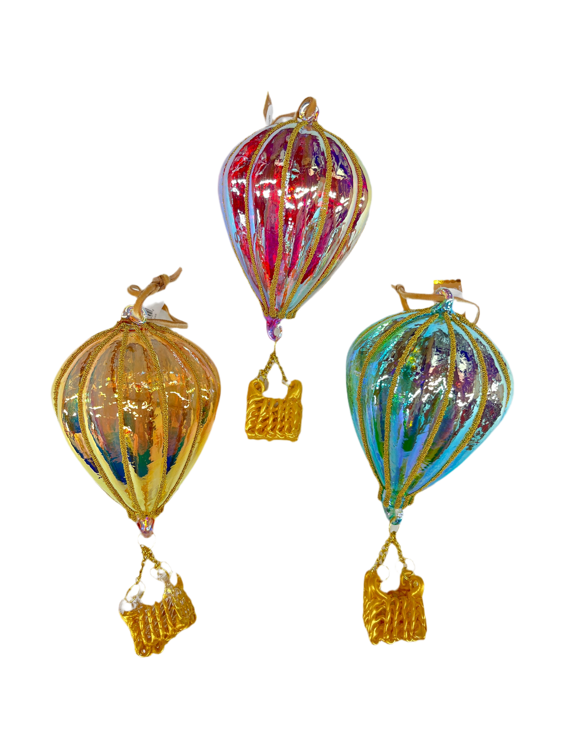 Iridescent Hot Air Balloon Glass Ornament
