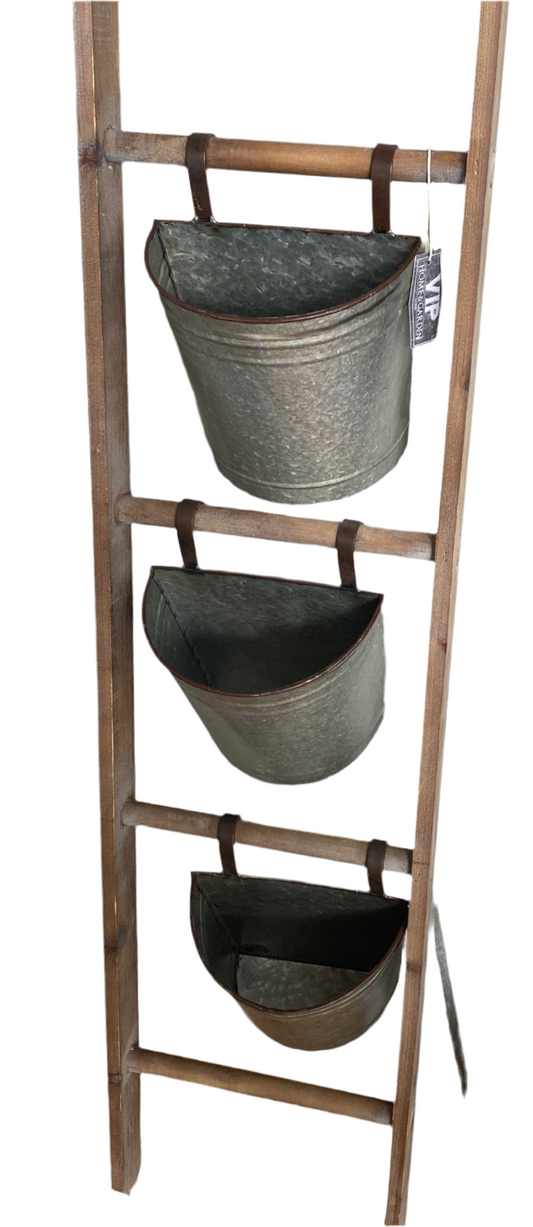 Tin 3 Bucket Ladder Holder