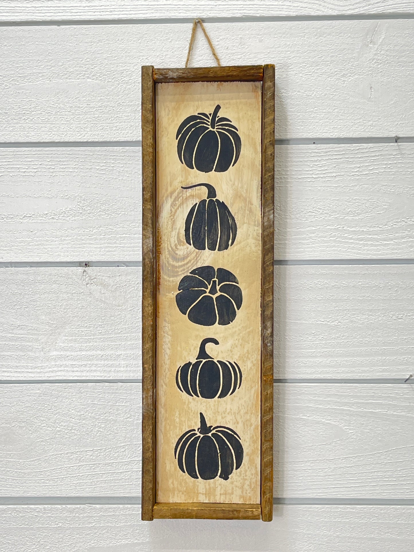 Rustic Tobacco Lathe Framed Pumpkins Silhouette